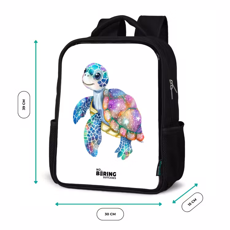 Kids backpack - Black - sea turtle full of colors — 8