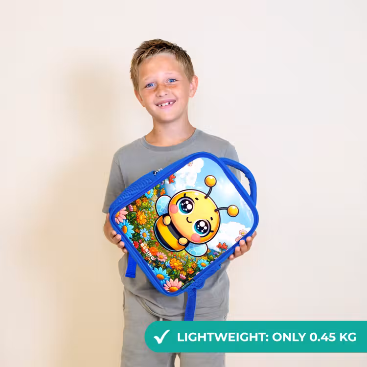 Kids backpack - Blue - Cute bee among flowers — 3