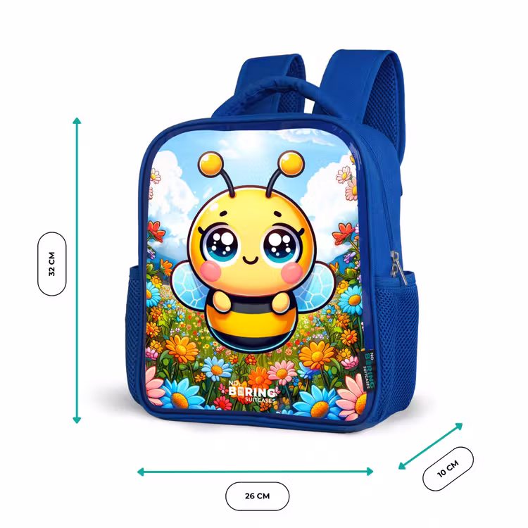 Kids backpack - Blue - Cute bee among flowers — 6