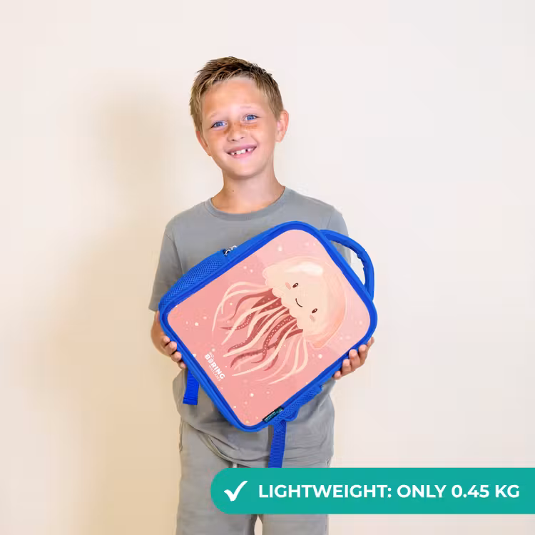 Kids backpack - Blue - Pink jellyfish with face — 3