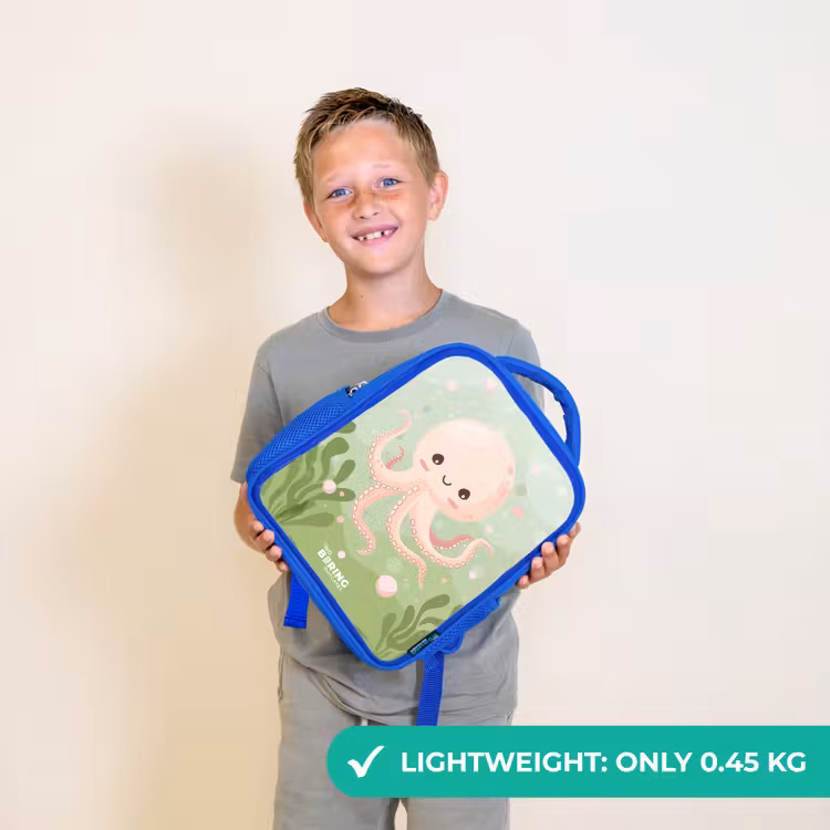 Kids backpack - Blue - Pink octopus with a smile — 3