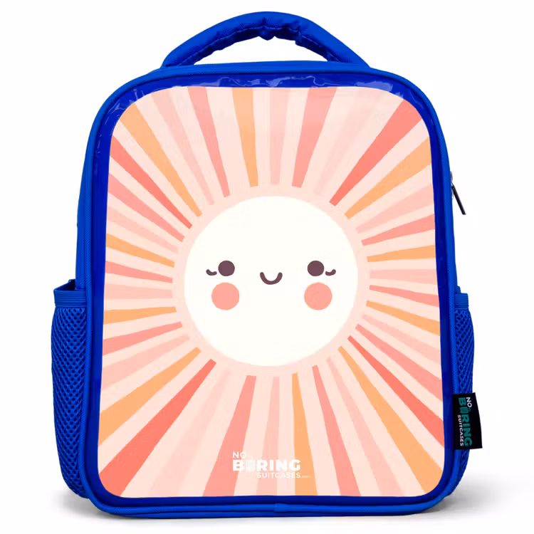 Kids backpack - Blue - Round sun with face — 1