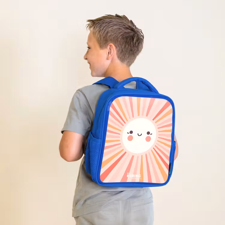 Kids backpack - Blue - Round sun with face — 2