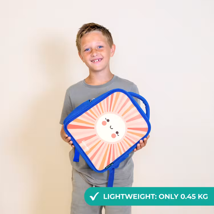 Kids backpack - Blue - Round sun with face — 3