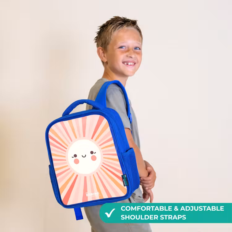 Kids backpack - Blue - Round sun with face — 4