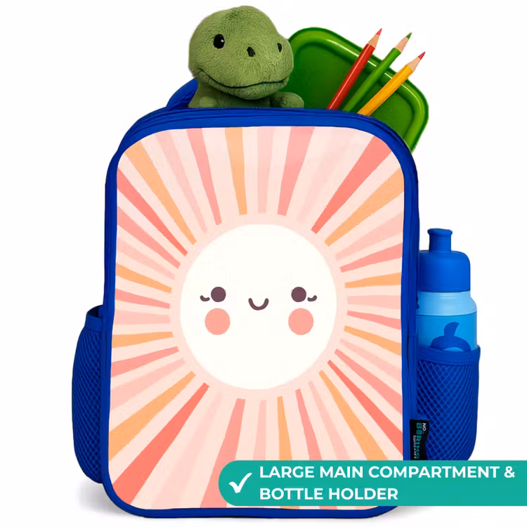 Kids backpack - Blue - Round sun with face — 5