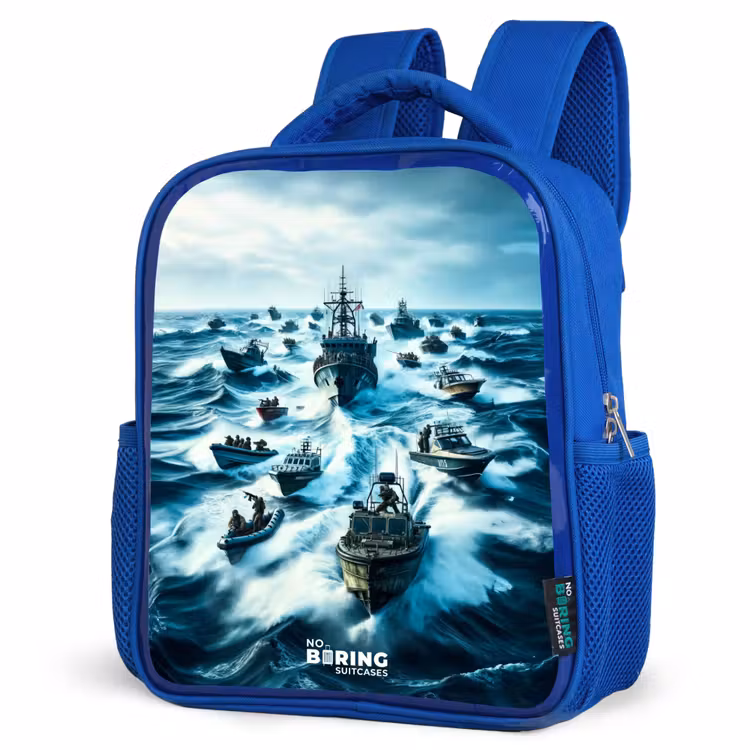 Kids backpack - Blue - Ships in the sea — 7