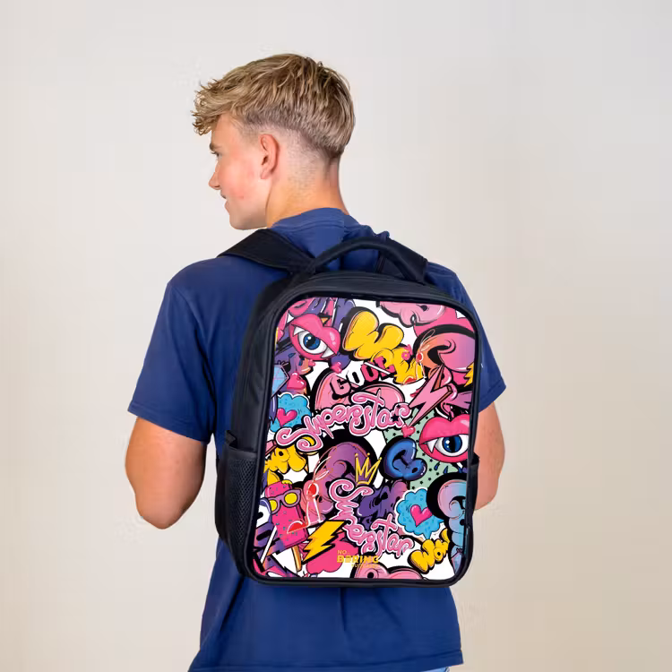 Kids backpack - Black - Girly graffiti — 5