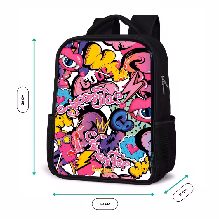 Kids backpack - Black - Girly graffiti — 8