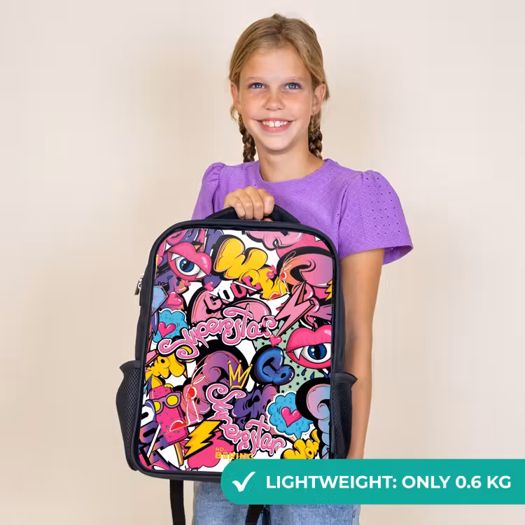 Kids backpack - Black - Girly graffiti — 9