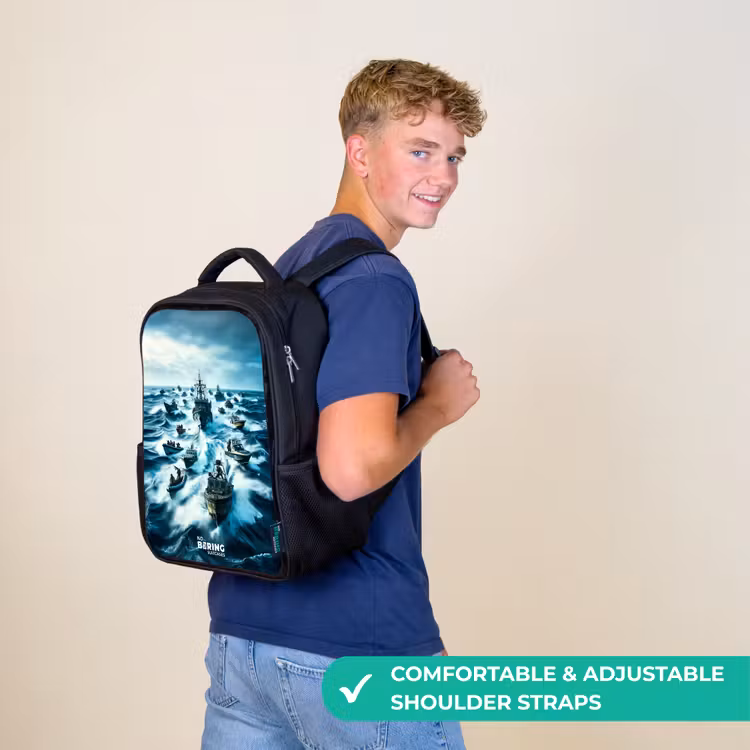 Kids backpack - Black - Ships in the sea — 11