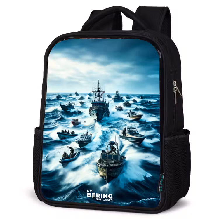 Kids backpack - Black - Ships in the sea — 6