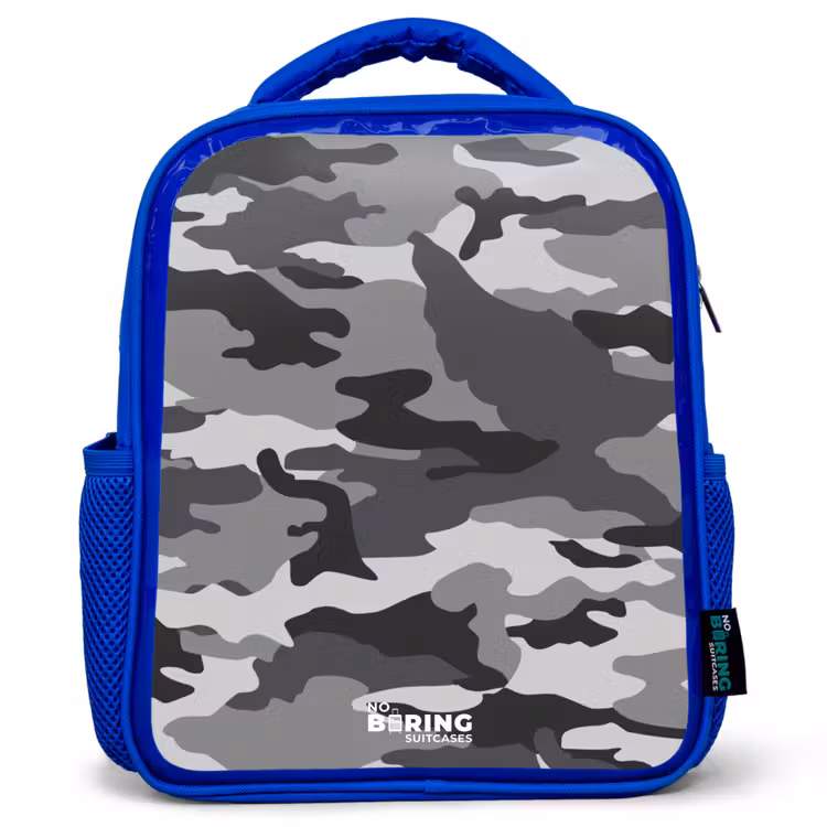 Kids backpack - Blue - Camo Gray — 1