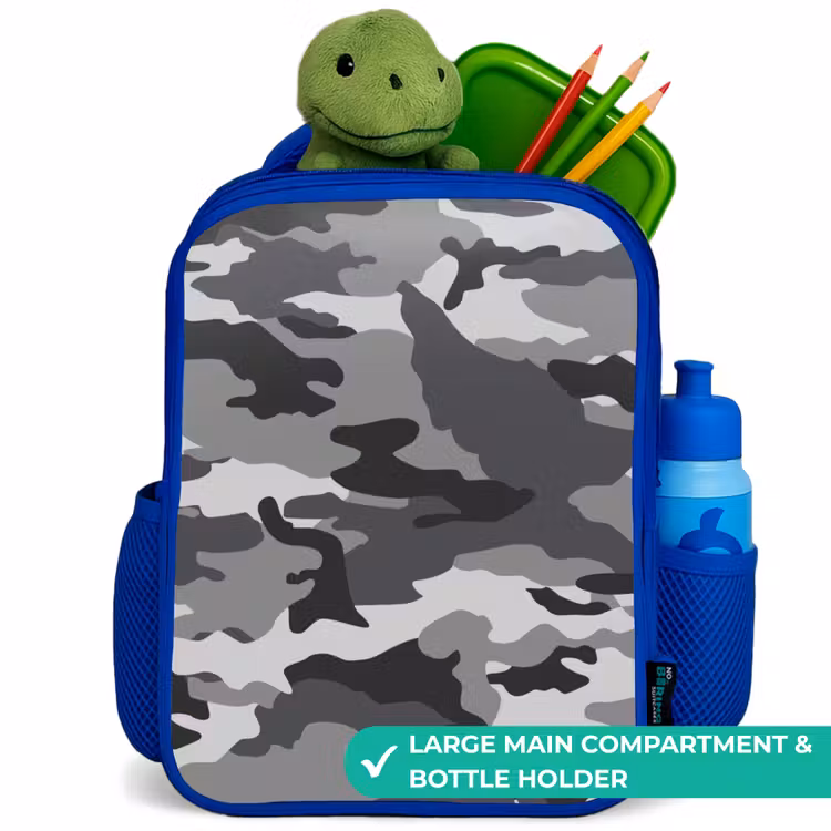 Kids backpack - Blue - Camo Gray — 5