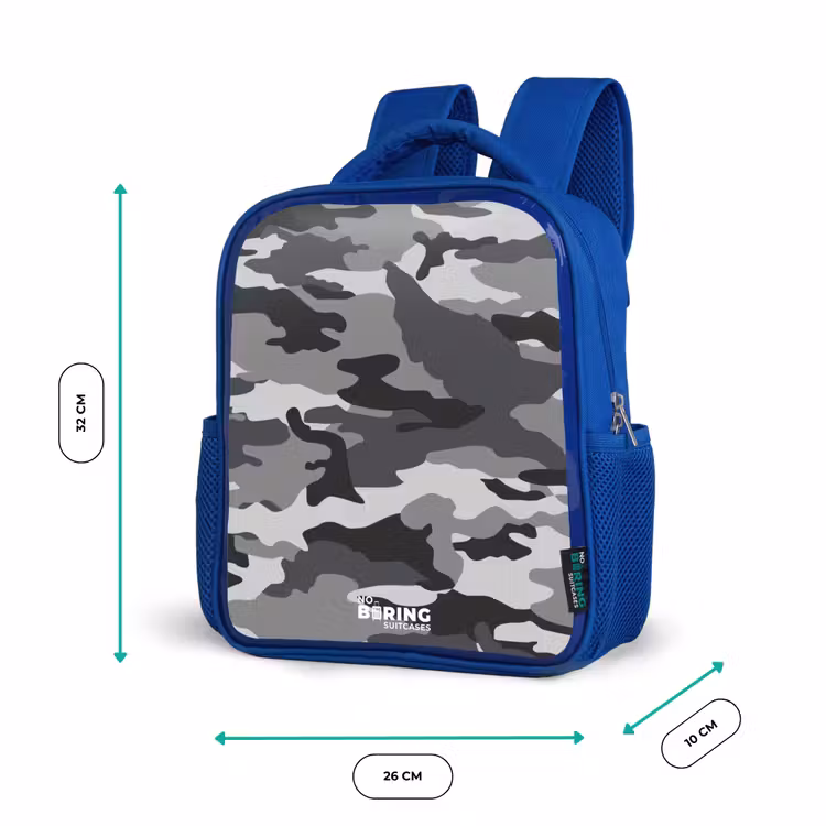 Kids backpack - Blue - Camo Gray — 6