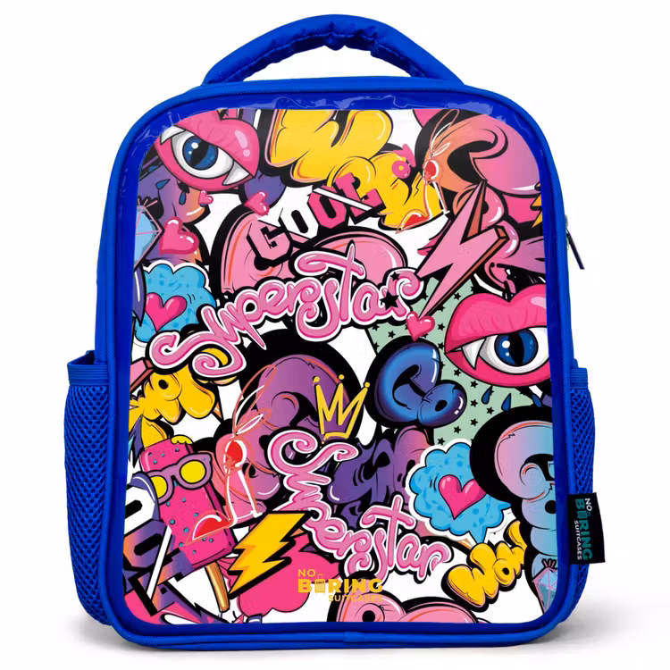 Kids backpack - Blue - Girly graffiti — 1