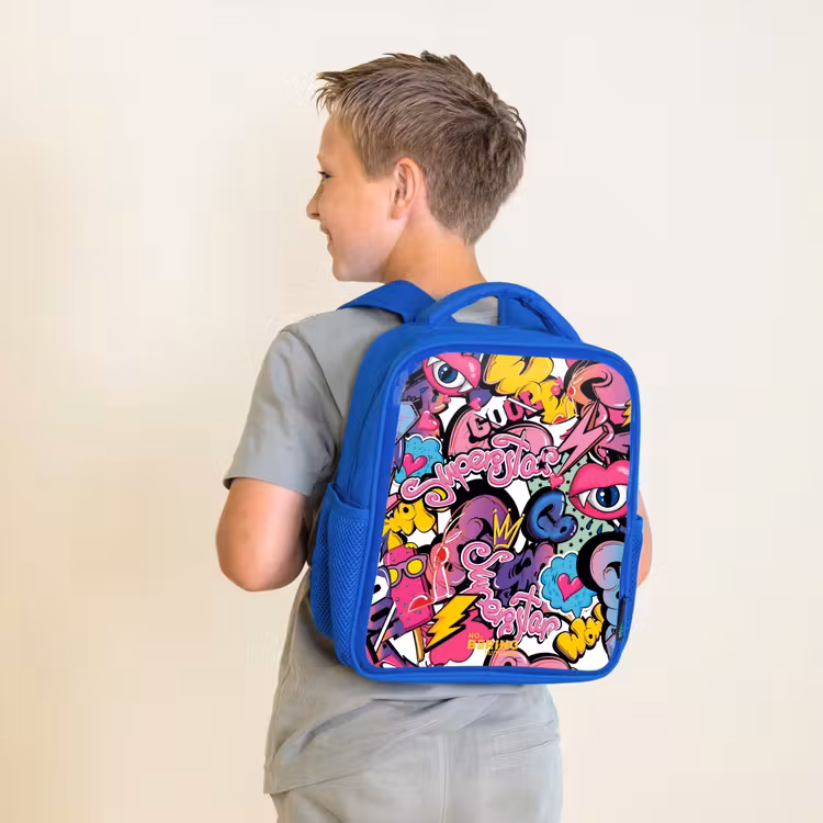Kids backpack - Blue - Girly graffiti — 2