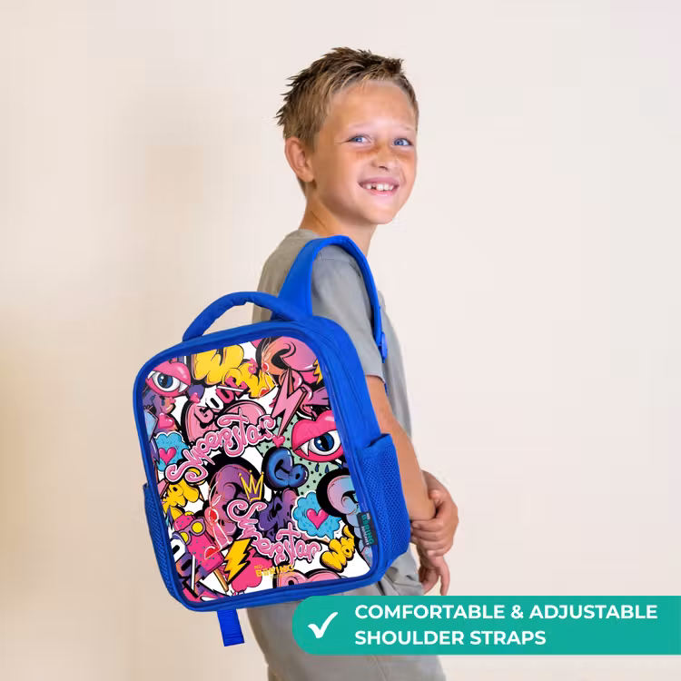 Kids backpack - Blue - Girly graffiti — 4