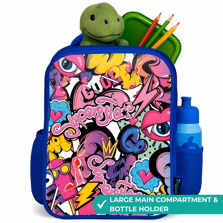Kids backpack - Blue - Girly graffiti — 5