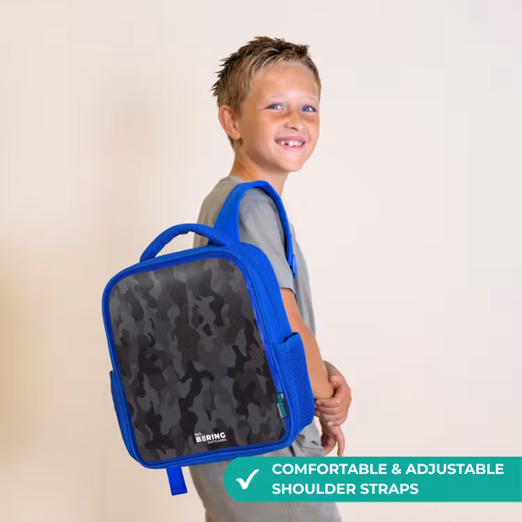 Kids backpack - Blue - Green camouflage print — 4