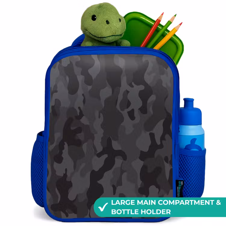 Kids backpack - Blue - Green camouflage print — 5