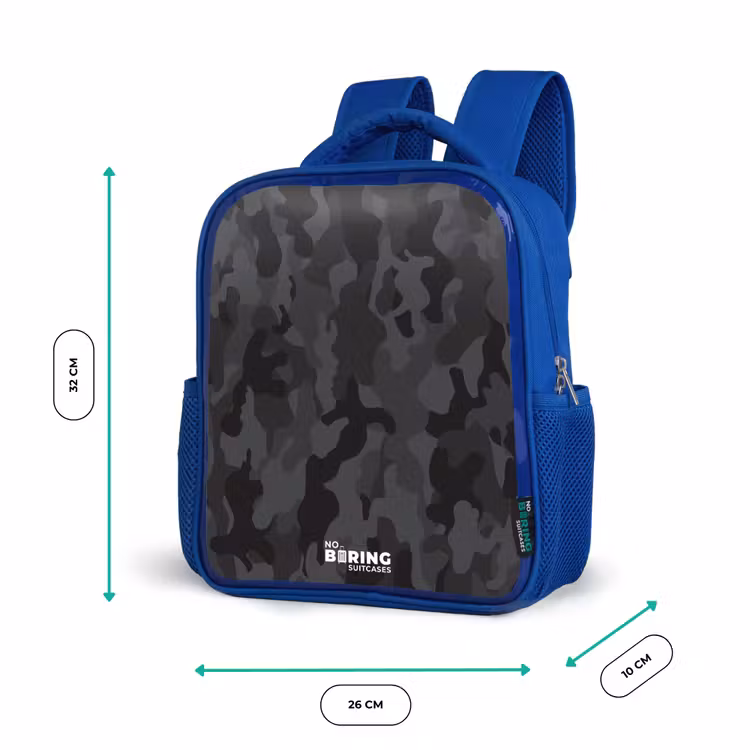 Kids backpack - Blue - Green camouflage print — 6