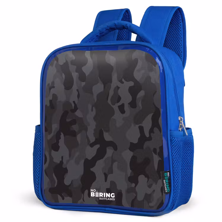 Kids backpack - Blue - Green camouflage print — 7