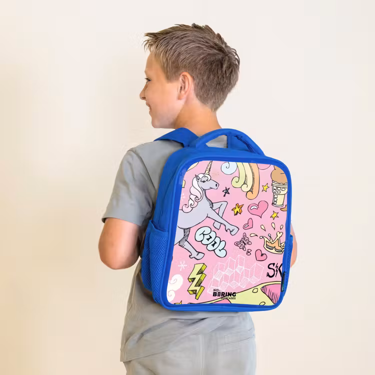 Kids backpack - Blue - Unicorn doodles — 2