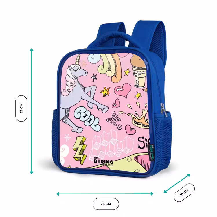 Kids backpack - Blue - Unicorn doodles — 6