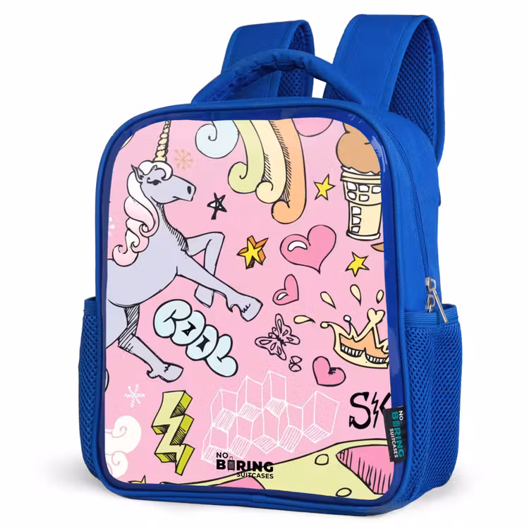 Kids backpack - Blue - Unicorn doodles — 7