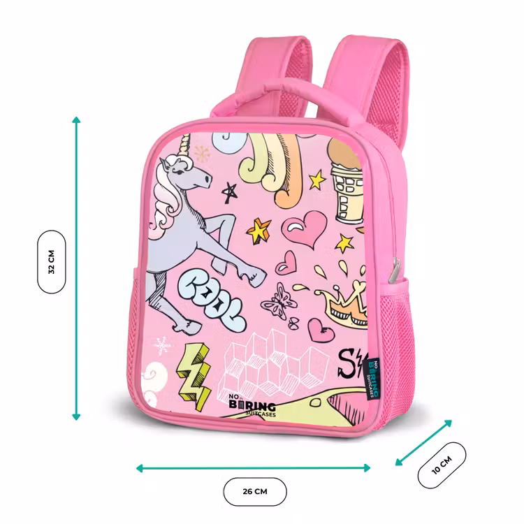 Kids backpack - Pink - Unicorn doodles — 3
