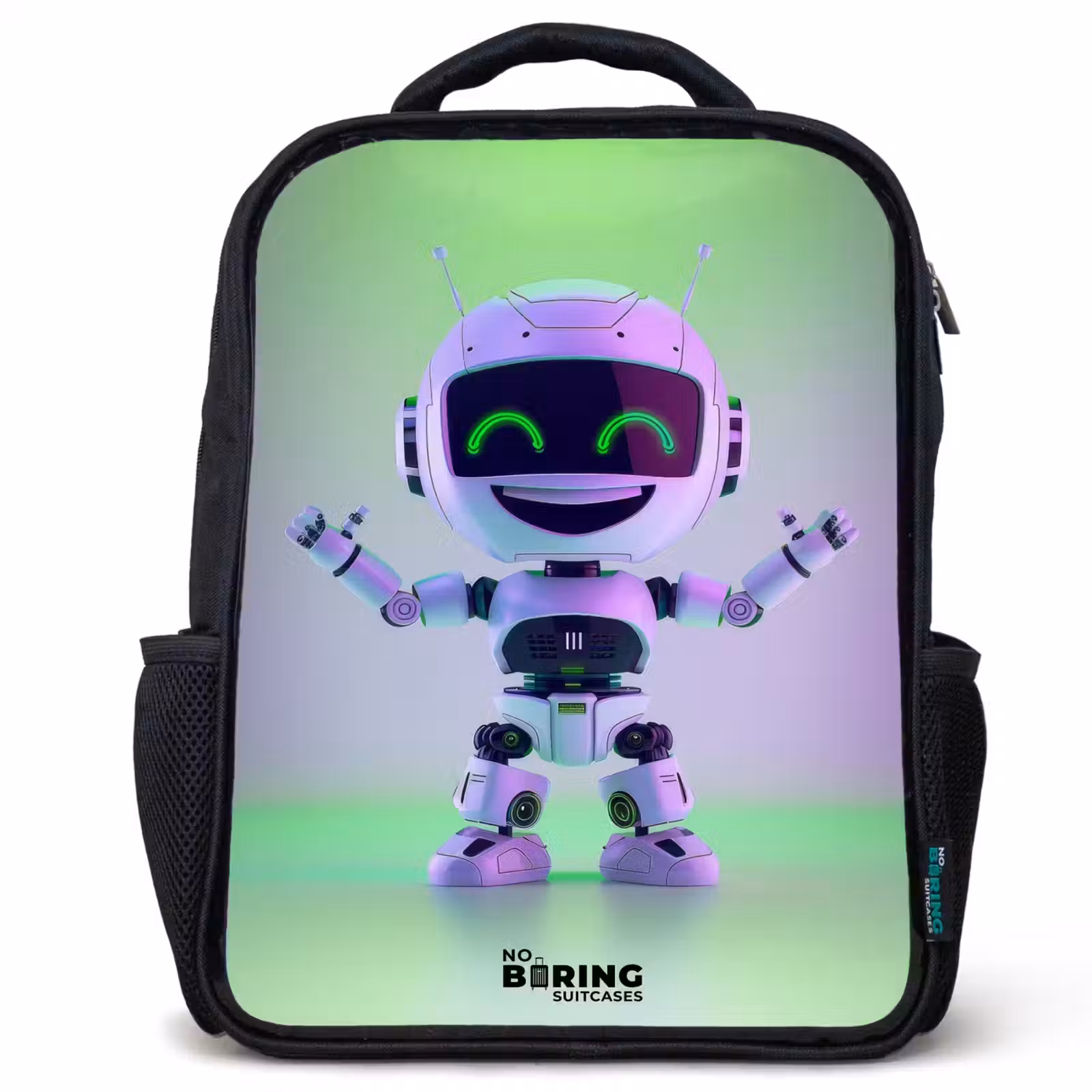 Kids backpack - Black - Robot with purple and green light — 1