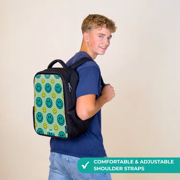 Kids backpack - Black - All smiles green — 11
