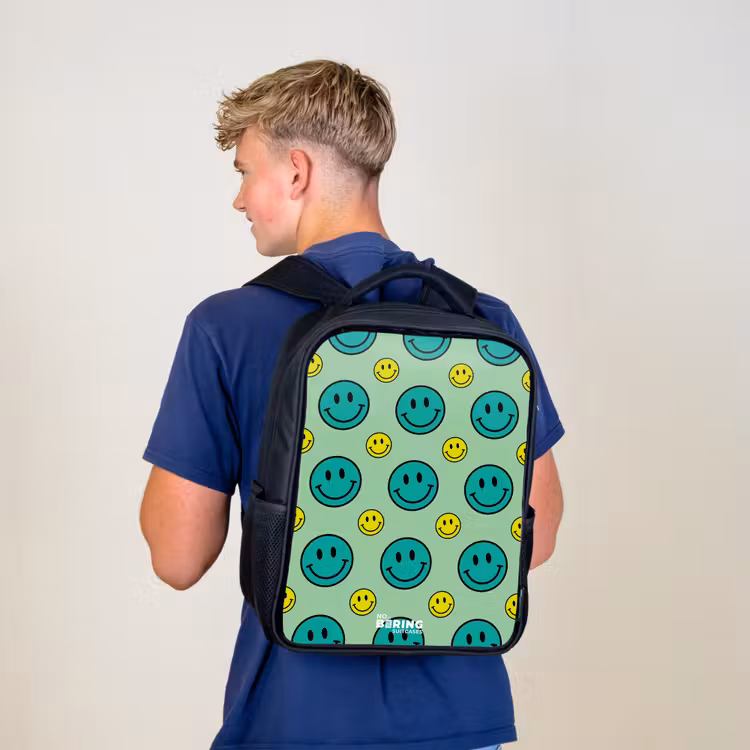 Kids backpack - Black - All smiles green — 5