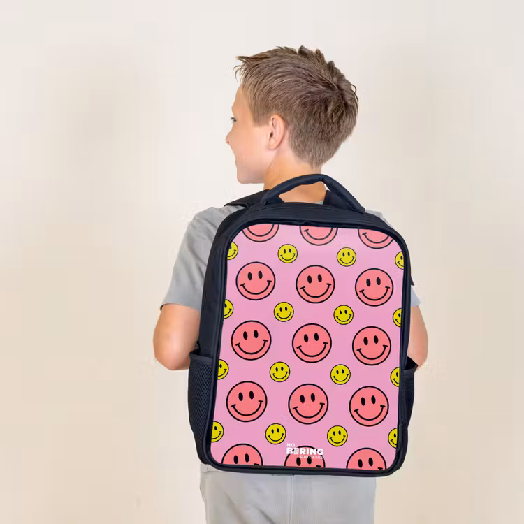 Kids backpack - Black - All smiles pink — 2
