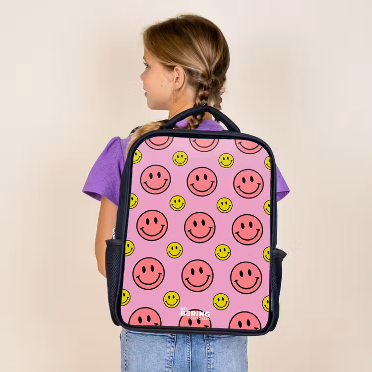 Kids backpack - Black - All smiles pink — 4