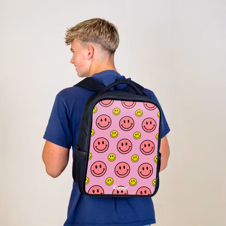 Kids backpack - Black - All smiles pink — 5