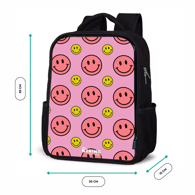 Kids backpack - Black - All smiles pink — 8