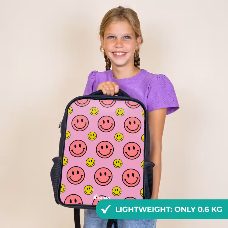 Kids backpack - Black - All smiles pink — 9