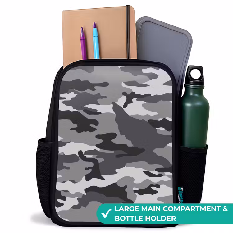 Kids backpack - Black - Camo Gray — 10