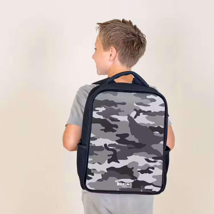 Kids backpack - Black - Camo Gray — 2