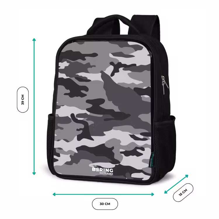 Kids backpack - Black - Camo Gray — 8
