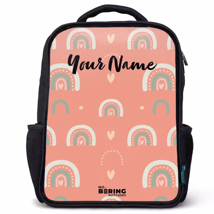 Kids backpack - Black - Coral color arcs — 1