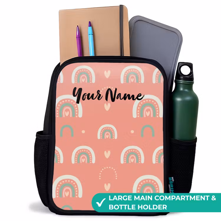 Kids backpack - Black - Coral color arcs — 10