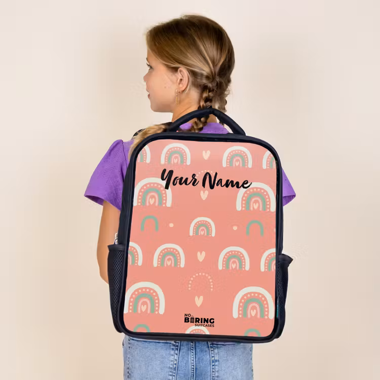 Kids backpack - Black - Coral color arcs — 4