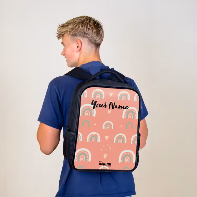 Kids backpack - Black - Coral color arcs — 5