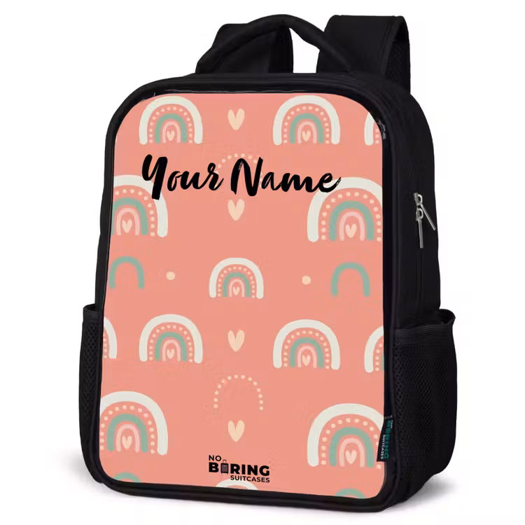 Kids backpack - Black - Coral color arcs — 6