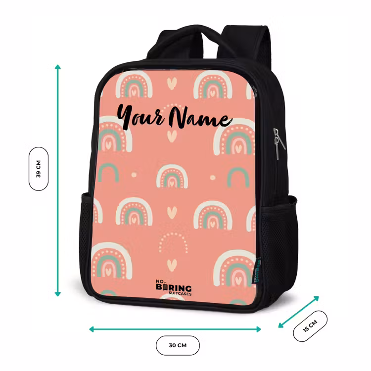 Kids backpack - Black - Coral color arcs — 8