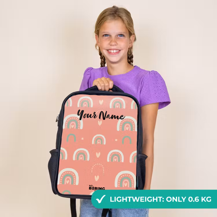 Kids backpack - Black - Coral color arcs — 9