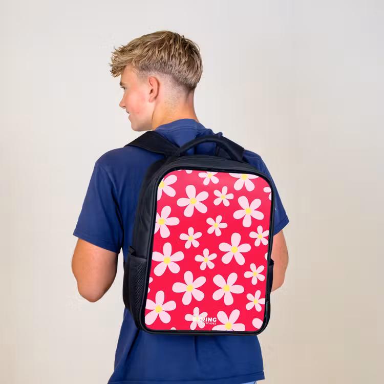 Kids backpack - Black - Daisy mania hotpink — 5